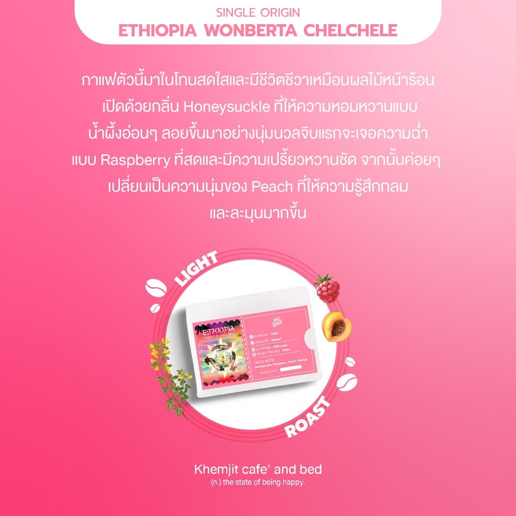 เมล็ดกาแฟคั่วอ่อน Ethiopia Wonberta Chelchele 74112 Natural process ขนาด 100 กรัม รูปที่ 3