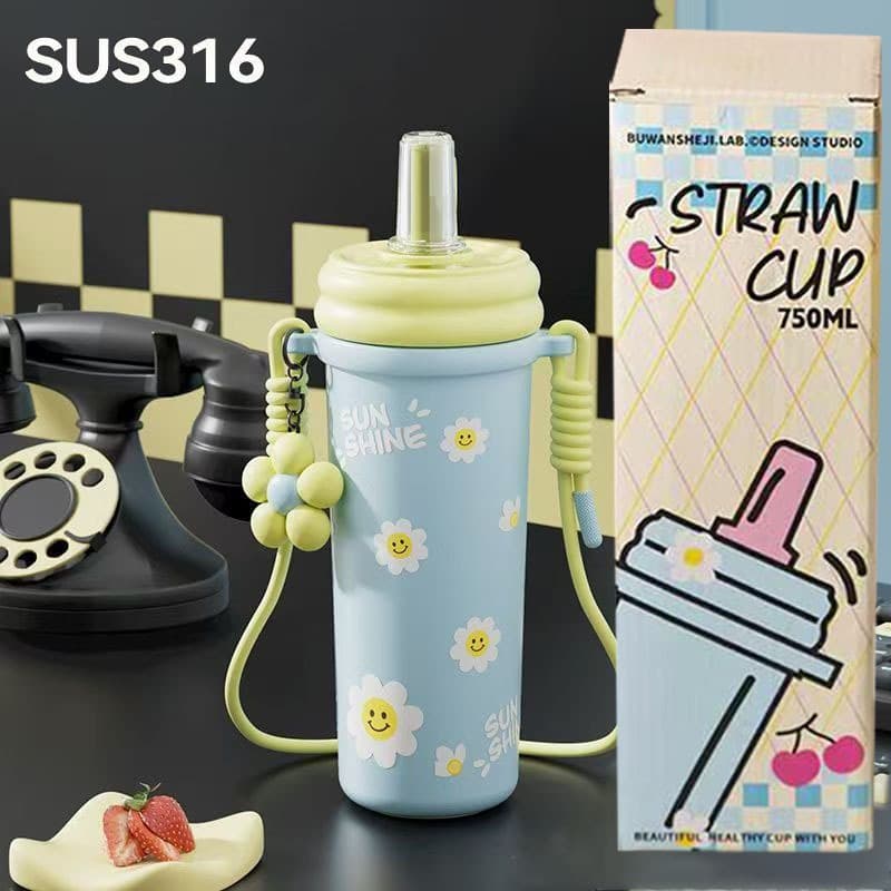 แก้วเก็บความเย็น สแตนเลสSUS316L เก็บความร้อน-เย็นได้ มีสายคล้อง ที่กรองชา เก็บความร้อน-เย็นได้ 750ml รูปที่ 1