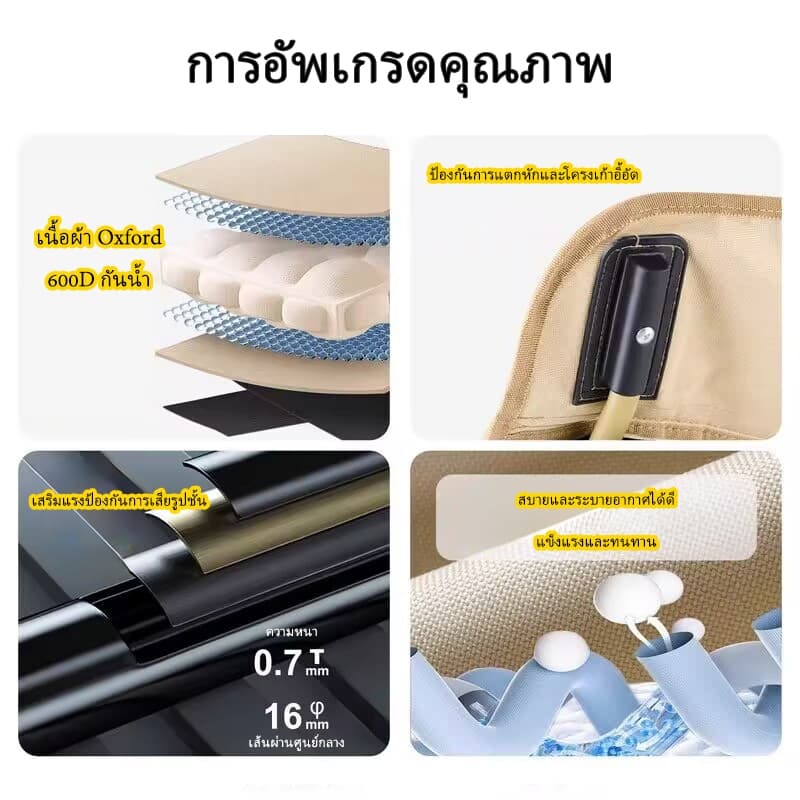 เก้าอี้ตั้งแคมป์-เก้าอี้กลางแจ้งแบบพกพา-พับเก็บวัสดุเหล็กคาร์บอนรับน้ำหนักมาก รูปที่ 5