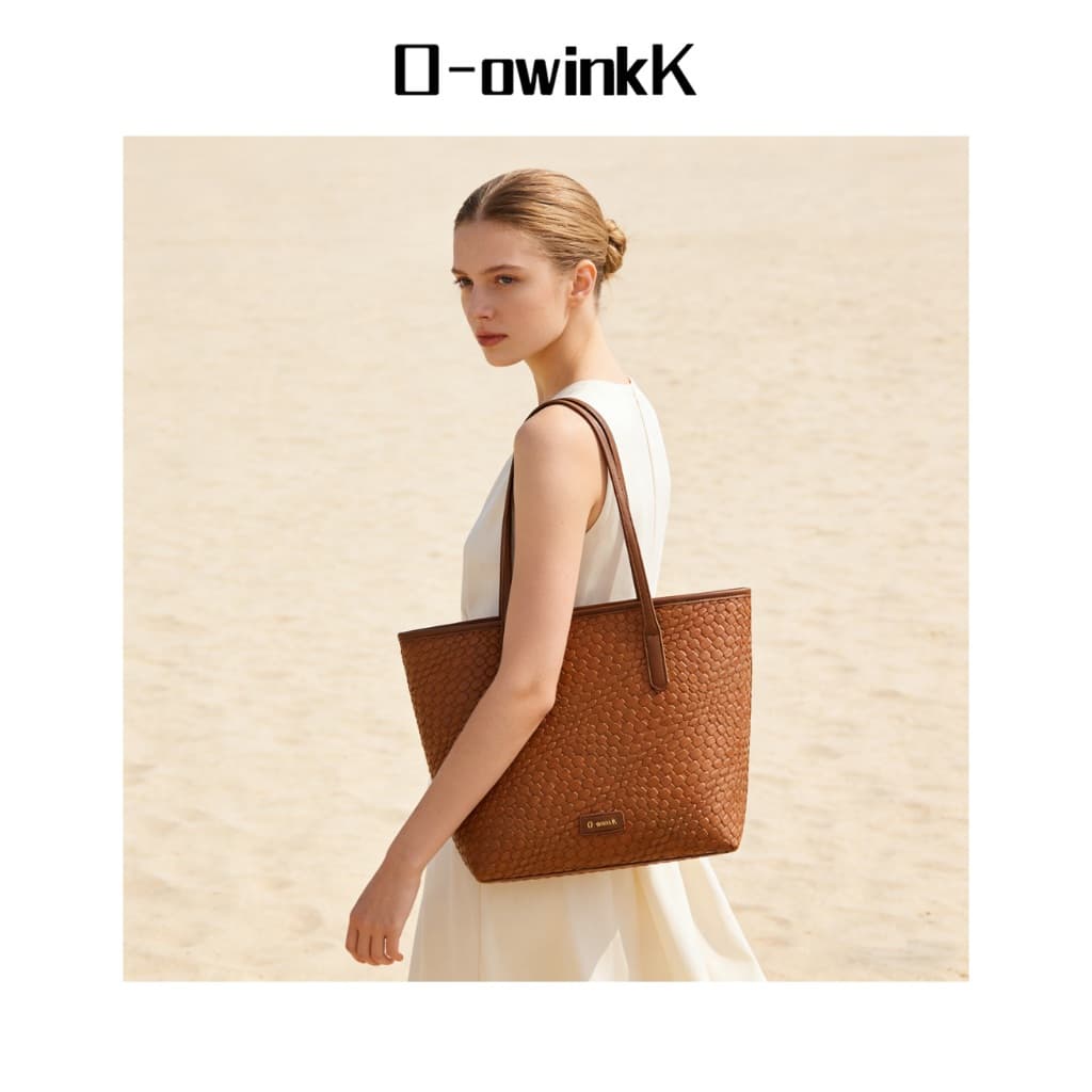 O-owinkK Tote Bag ความจุใหญ่ วัสดุแข็งแรง น้ำหนักเบา มีซิปปิด รูปที่ 1
