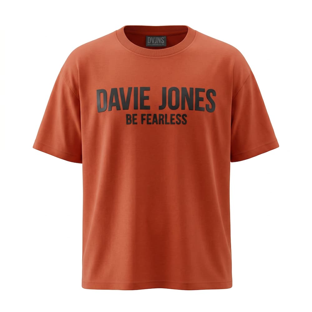 DAVIE JONES เสื้อยืดผู้ชาย Logo Oversized Fit T-Shirt สีเทา ส้ม น้ำตาล เหลือง ครีม LG0165 รูปที่ 3