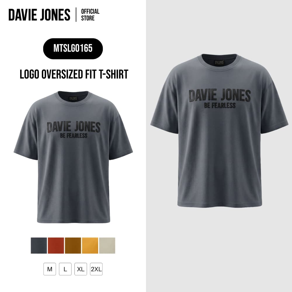 DAVIE JONES เสื้อยืดผู้ชาย Logo Oversized Fit T-Shirt สีเทา ส้ม น้ำตาล เหลือง ครีม LG0165 รูปที่ 1