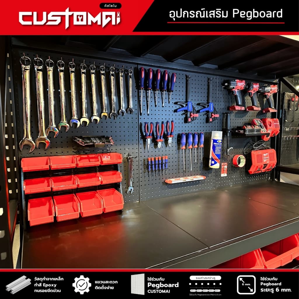 ฮุกเหล็ก J ร่วมกับ pegboard ติดตั้งง่ายแข็งแรง สินค้า รูปที่ 7