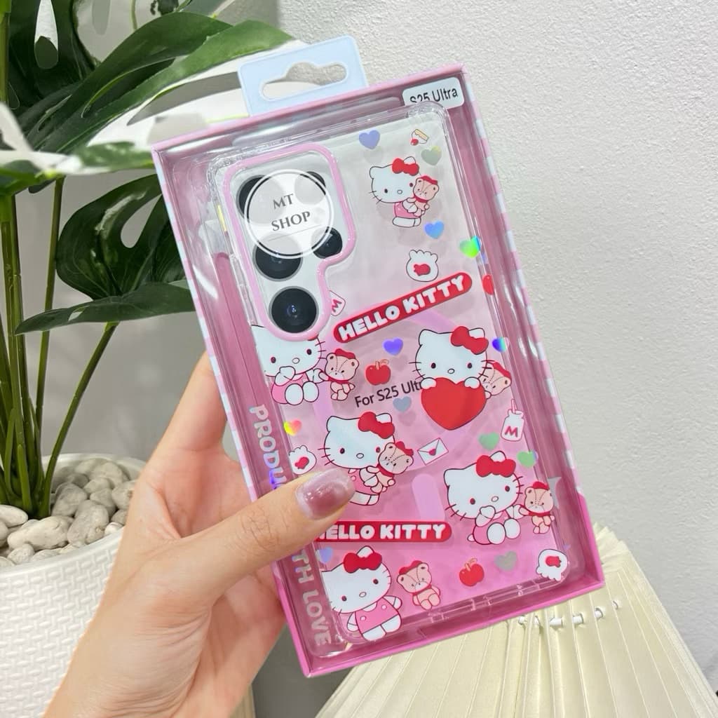 **Popphone**Caseใสลายคิตตี้ มีแม่เหล็กชาร์จสำหรับรุ่นS26ultra S23ultra S24ultra S25ultra 13/14 13promax 15 16promax 17pr รูปที่ 1