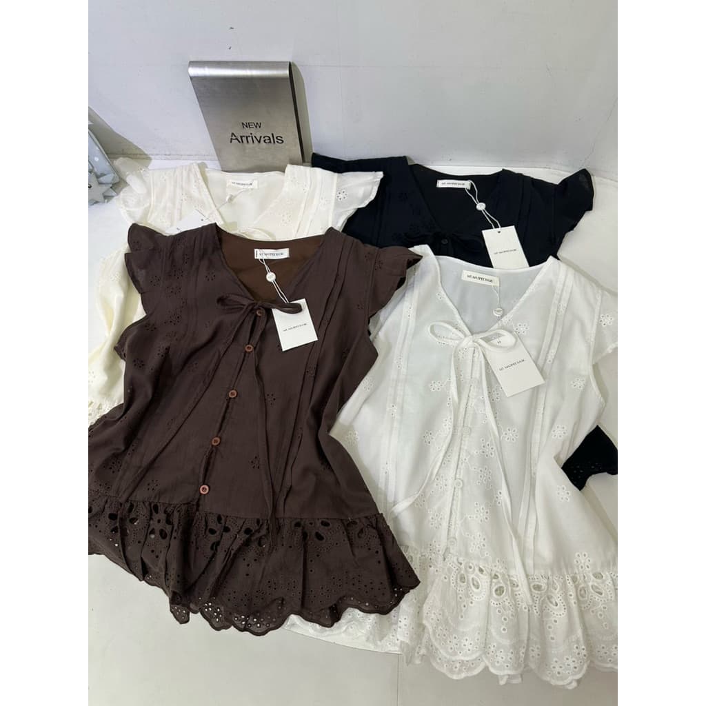 เสื้อแขนระบายผ้าคอทตอนฉลุสวยมาก รูปที่ 7