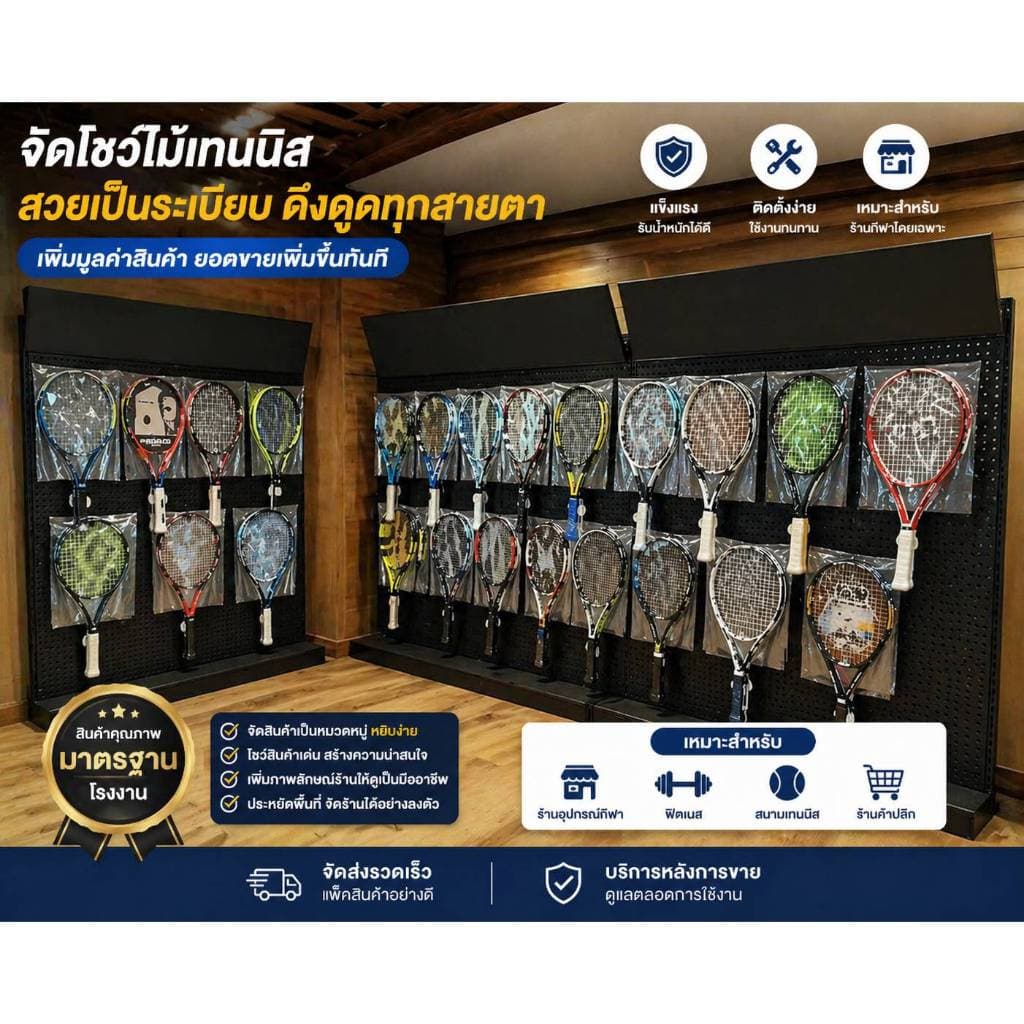ชั้นแขวนโชว์สินค้า ชั้นวางเครื่องมือ ชั้นขายของ ขนาด93*35*200 cm.สีดำแถมตะขอให้1-2อันคะ รูปที่ 2