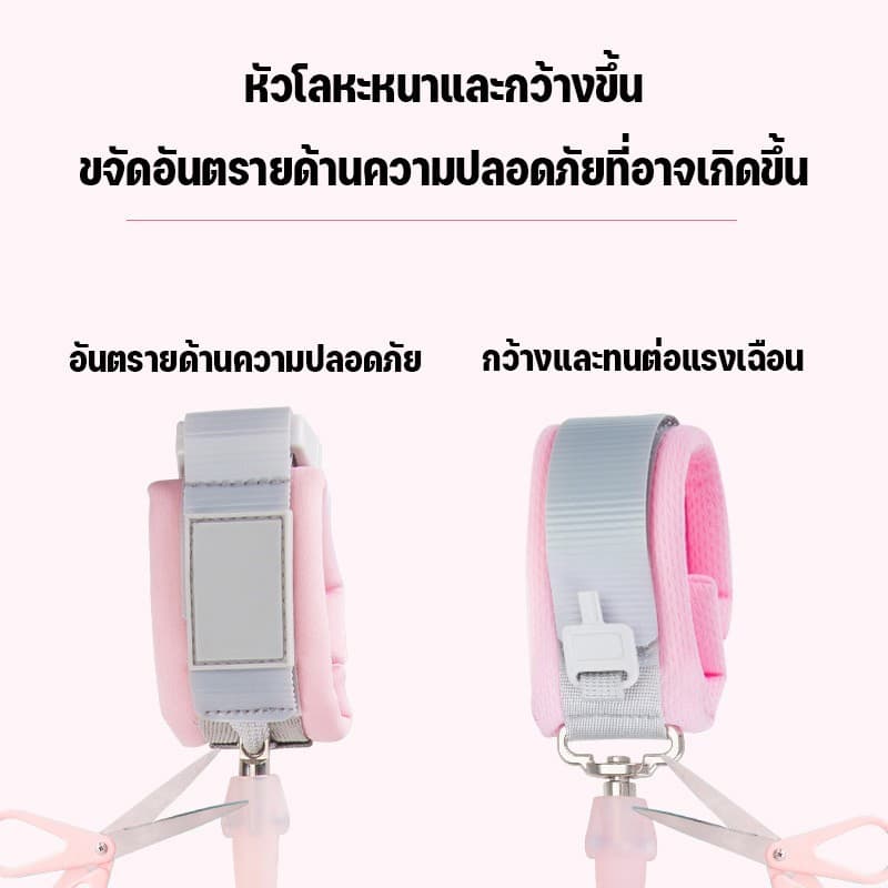 การออกแบบการล็อค เชือกกันเด็กหาย สายจูงรัดข้อมือเด็ก สีชมพูและสีน้ําเงิน 2.5 ทำความปลอดภัยยิ่งขึ้น รูปที่ 4