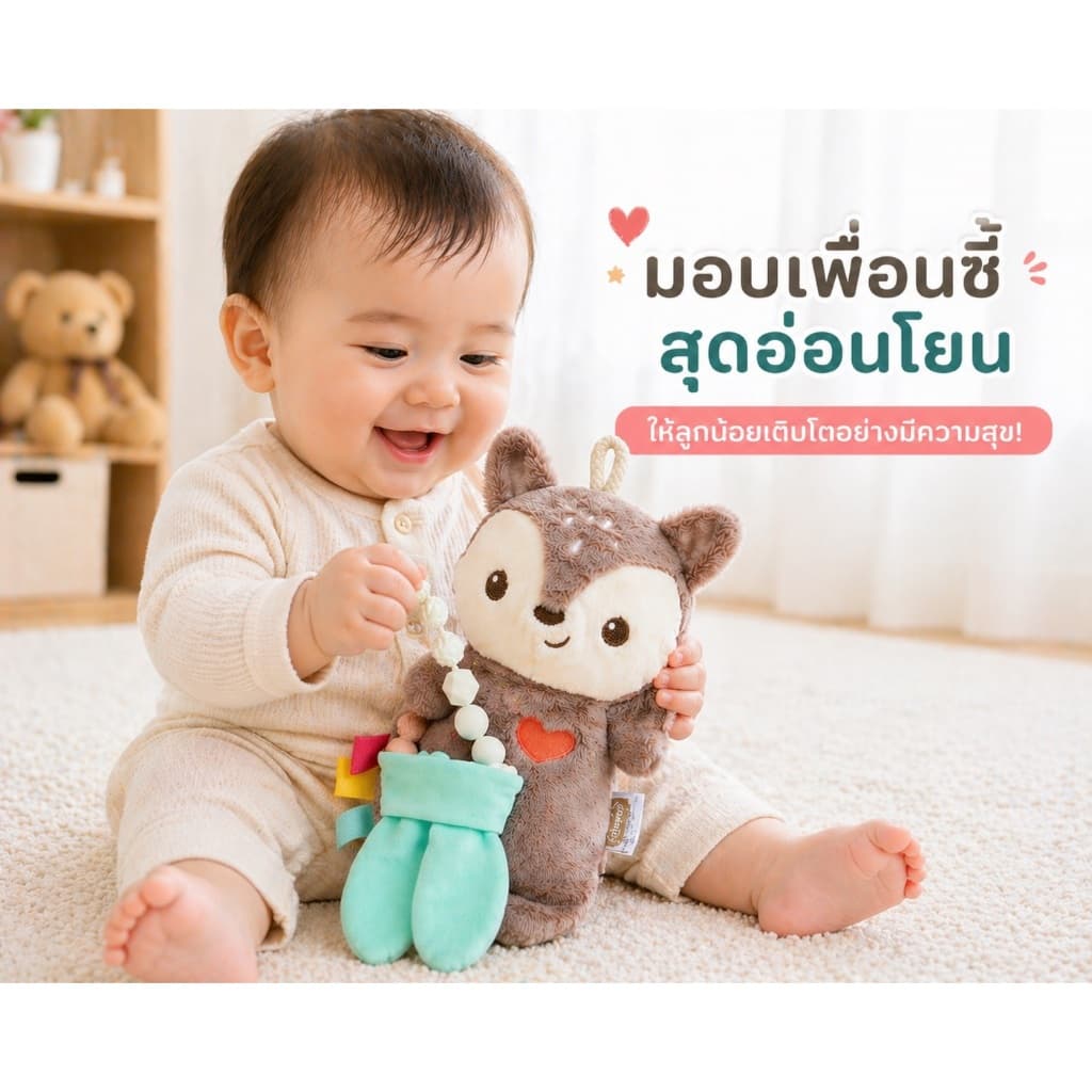 Infantino : Cuddle & Teethe Soothing Set - ตุ๊กตาพี่หมีนอนกอด พร้อมมยางกัด รูปที่ 4