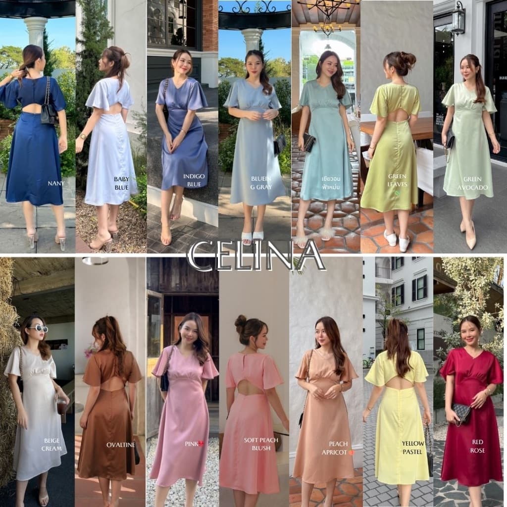 MyWay Brand : Dress Celina แนะนำใส่พอดีตัวน้า เดรสออกงานคอวี ผ้าซาติน ชุดเดรสเว้าหลัง รูปที่ 9