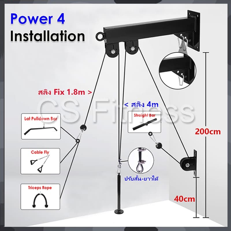 สายสลิงหุ้ม PVC 5mm ปลายหางปลา DIY Pulley & Cable machine รูปที่ 3