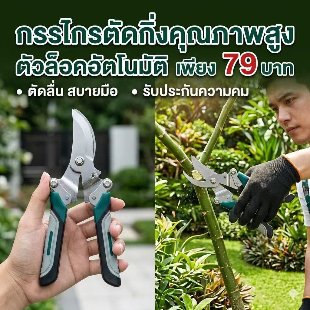 กรรไกรตัดแต่งกิ่งไม้ ใบมีดสแตนเลสคมทนทาน ใช้งานสะดวก รูปที่ 2