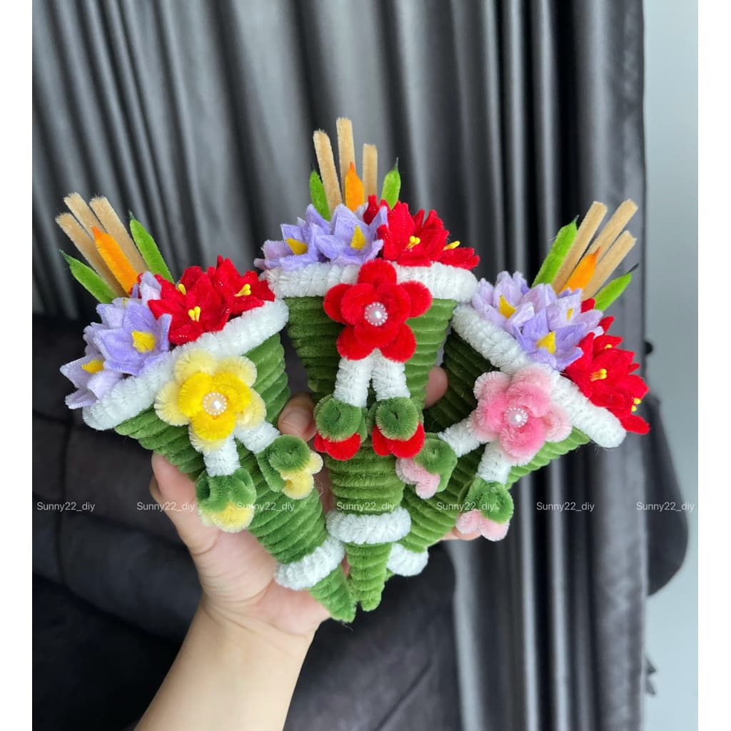 กรวยไหว้ครู ลวดกำมะหยี่DIY รูปที่ 7