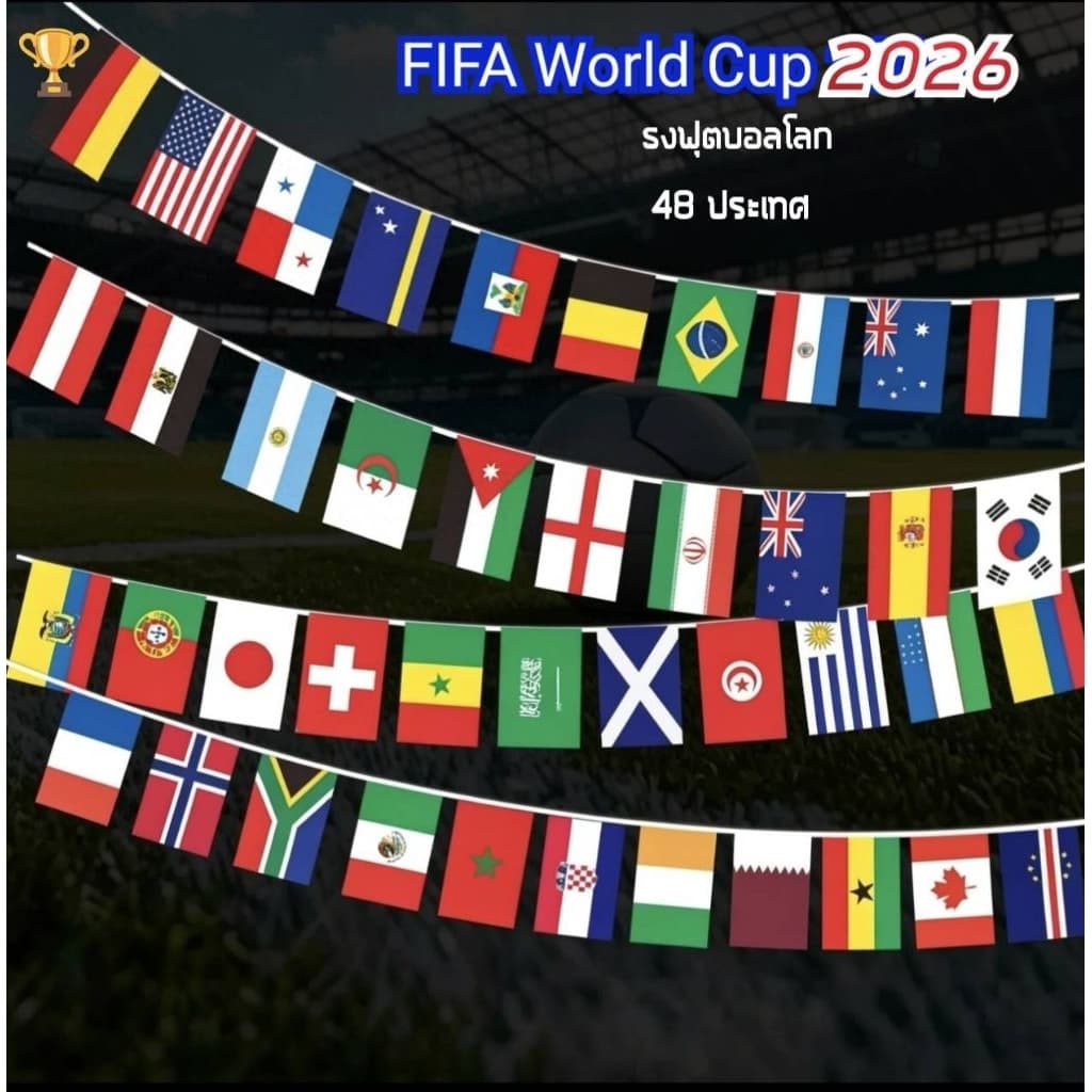 ธงราวบอลโลก FIFA World Cup 2026 ธง48 ประเทศ ธงผ้าแบรนเนอร์ใช้ประดับสถานที่ ร้านอาหาร สถานบันเทิง รูปที่ 6
