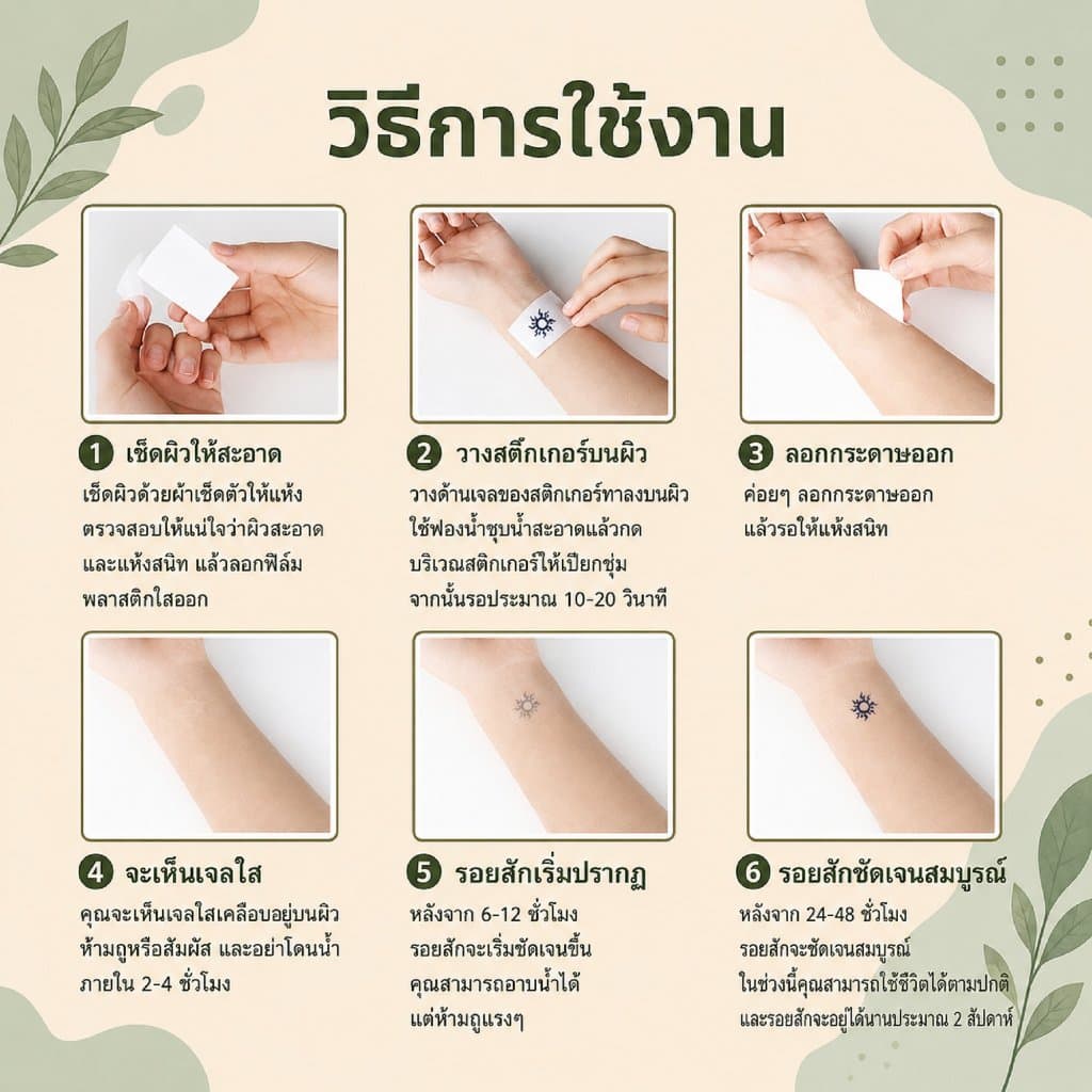 ส่งCODในไทยสติ๊กเกอร์สักตัวอักษร ดาร์กสไตล์เหมือนสักจริง กันน้ำ ไม่เจ็บผิว ติดทนนาน15 วัน รูปที่ 4