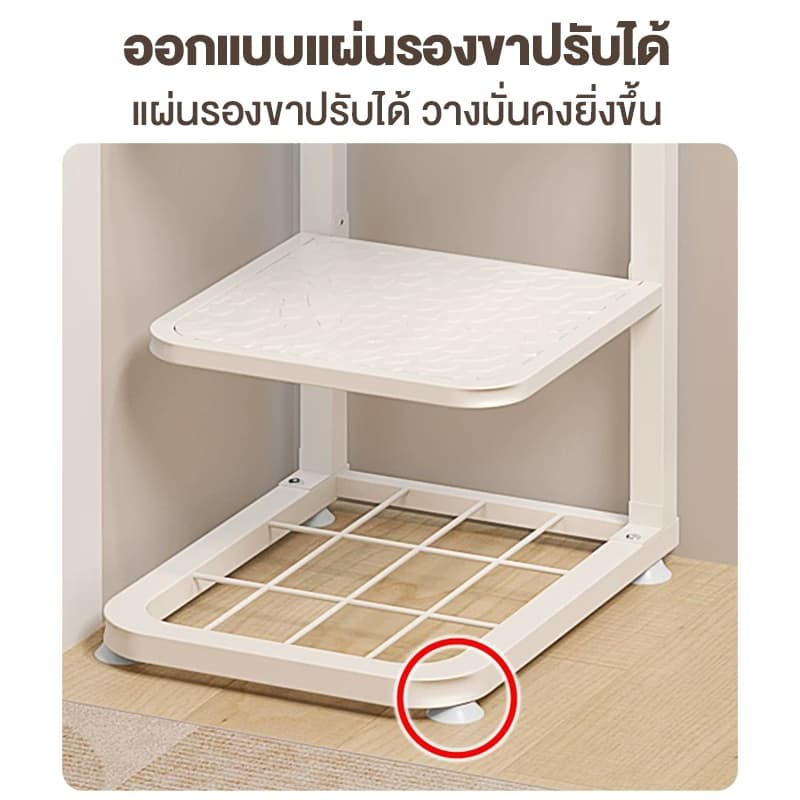 ชั้นวางรองเท้า ตู้เก็บรองเท้า ชั้นวางของ ชั้นวางรองเท้าแบบพับเก็บได้ ดำ/ขาว รูปที่ 7