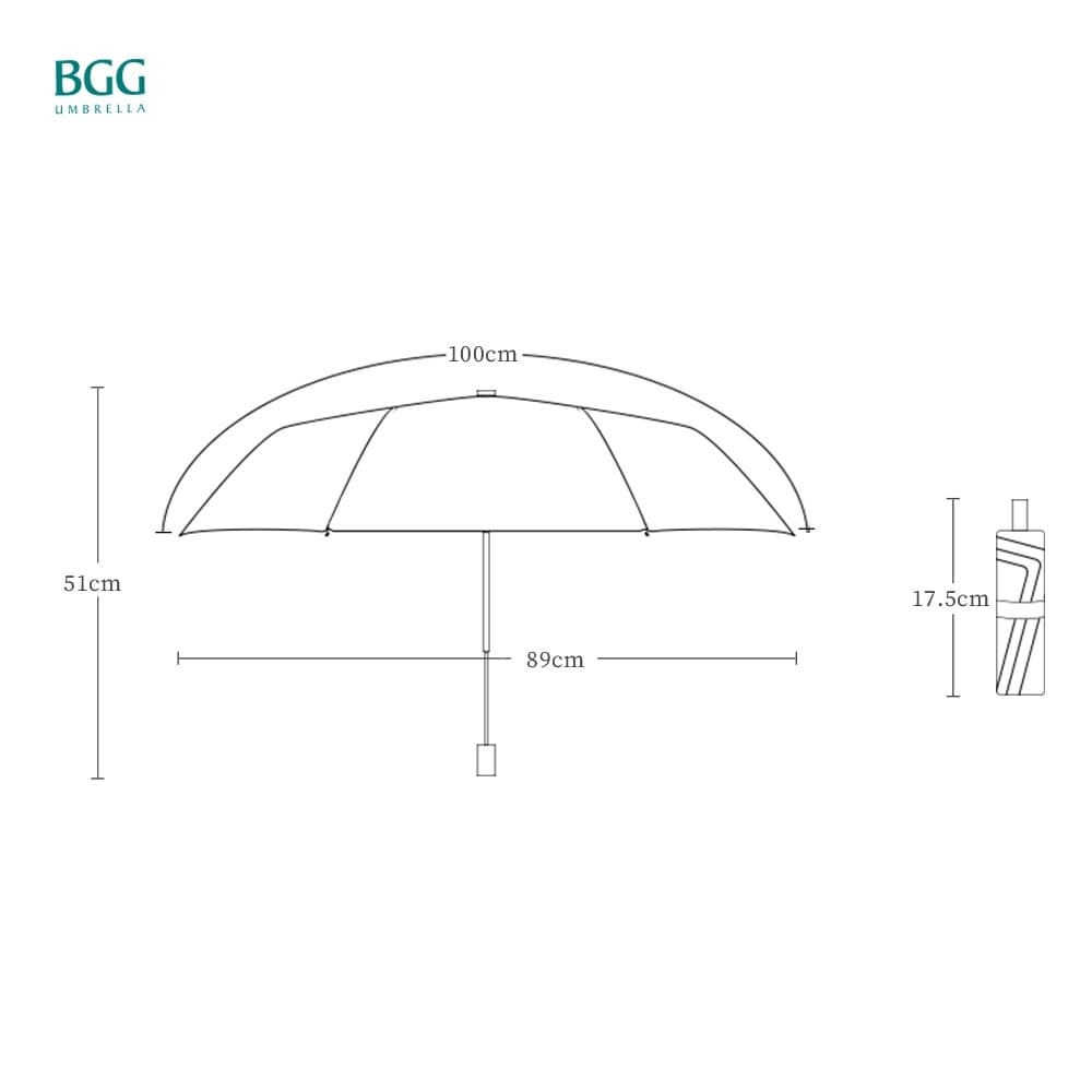 BGG UPF50+ UV Cut 100% 5-Fold Crossbody Folding Umbrella ร่มพับ 5ตอน กันแดด กันยูวี100% สะพายข้าง รูปที่ 8