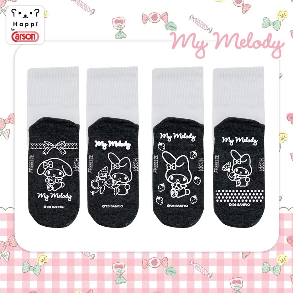 ถุงเท้าลายลิขสิทธิ์ Happi by Carson ลาย Mymelody ข้อสั้นมีกันลื่น รูปที่ 2