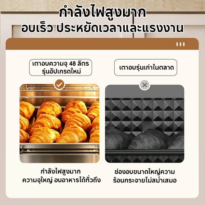 Muller ทางการค้าเตาอบ48 ลิตร เตาอบไฟฟ้ามัลติฟังก์ชั่นอัจฉริยะ อบอัตโนมัติ 6ท่อความความร้อน หมุน 360° +อบลมร้อนหมุนเวียน รูปที่ 5
