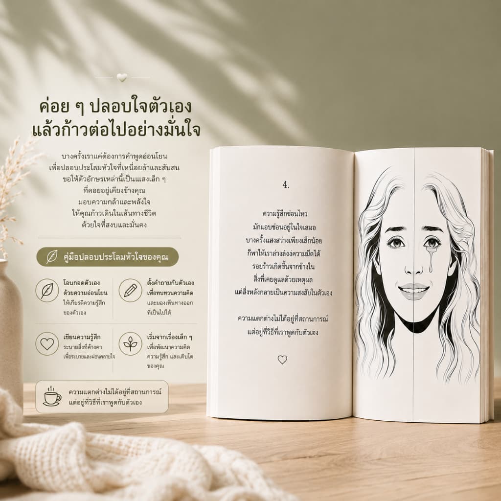 บำบัดใจให้ชีวิตอารมณ์สดใส หนังสือเพื่อการเยียวยาและผ่อนคลายจิตใจ สมุดระบายสี สมุดระบายสีสำหรับผู้ใหญ่ หนังสือภาษาไทย รูปที่ 3