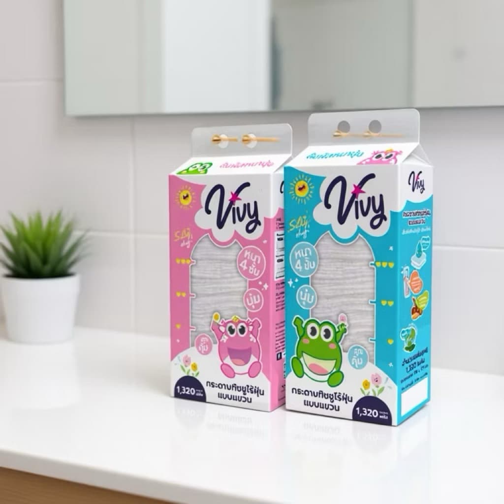 ทิชชู่แขวน Vivy 1320 แผ่น หนา 4 ชั้น ไร้ฝุ่น สัมผัสนุ่ม อ่อนโยน กระดาษทิชชู่แบบดึง แพ็คใหญ่สุดคุ้ม เช็ดหน้าได้ รูปที่ 4