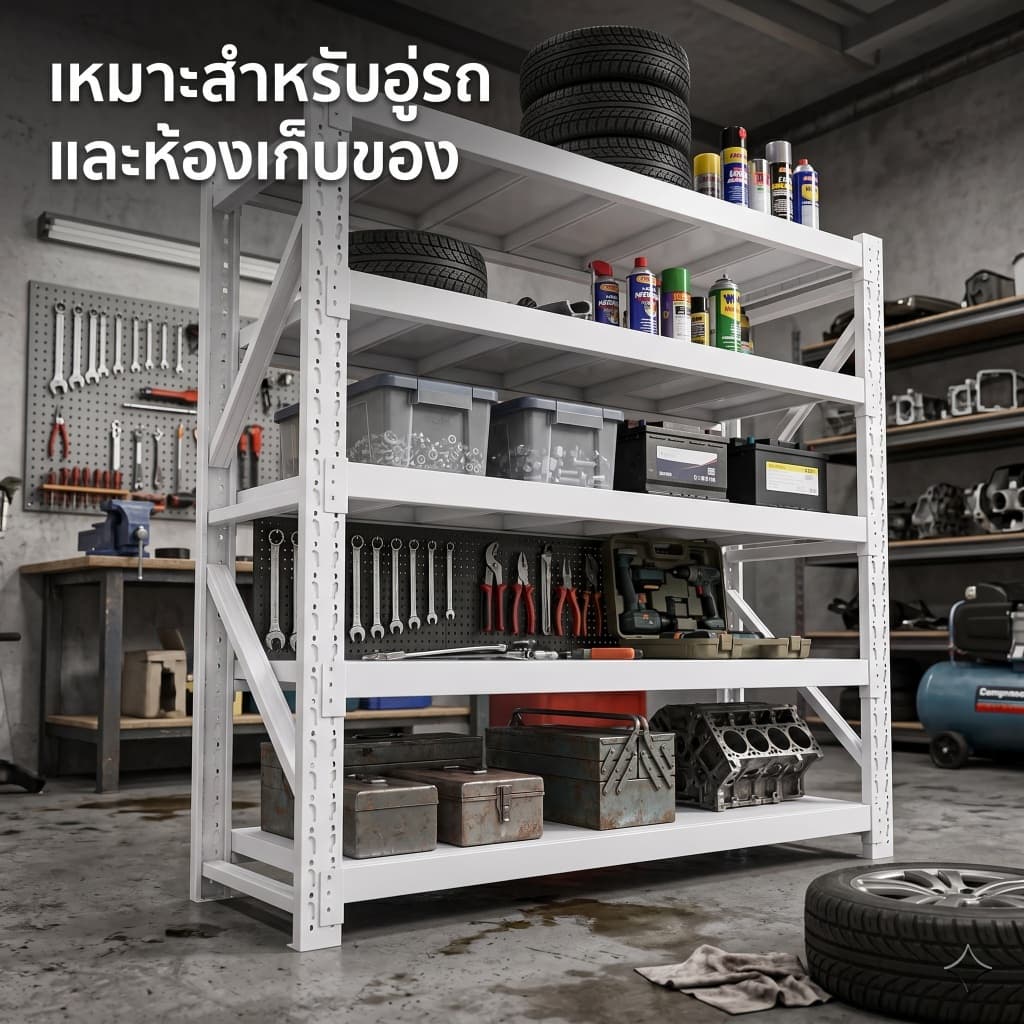 BLOVE ชั้นวางของ 5ชั้น ปรับสูงได้ รับน้ำหนัก 250กก./ชั้น ป้องกันสนิม ทนทาน โกดัง ครัว รูปที่ 7