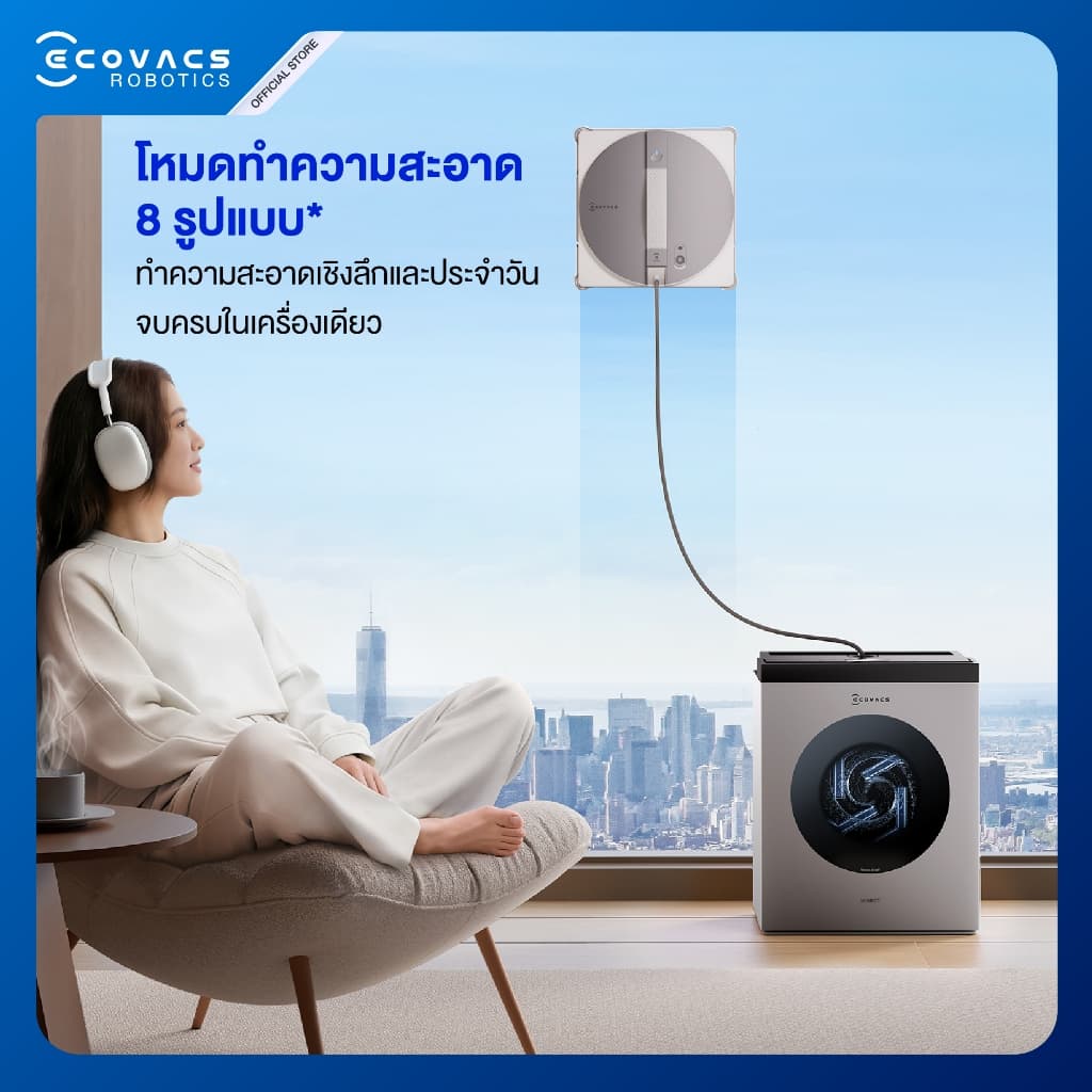 ECOVACS WINBOT W3 OMNI หุ่นยนต์ทำความสะอาดกระจกอัจฉริยะ พร้อมสถานีชาร์จ OMNI Station ซักผ้าถูอัตโนมัติ ทำควา รูปที่ 7