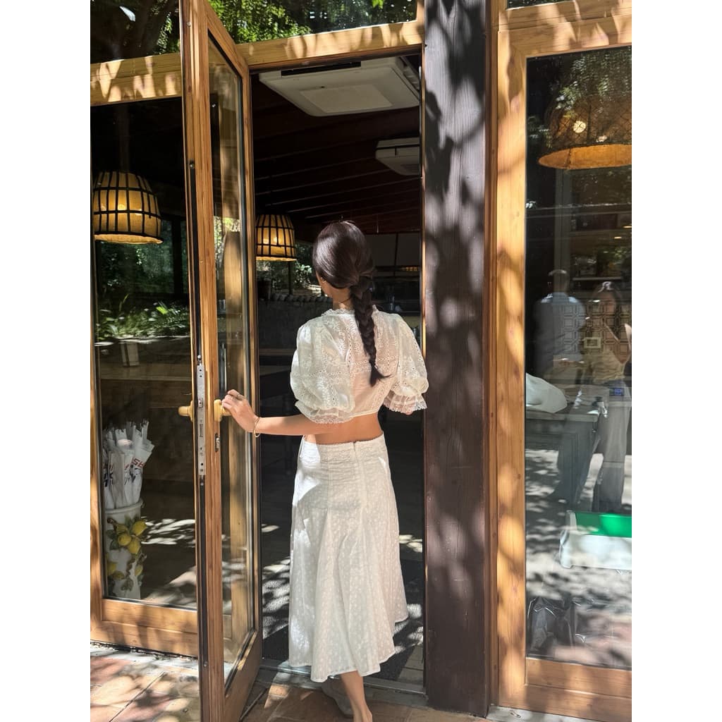 Benabaker Lora Skirt กระโปรงยาวแต่งขอบลูกไม้ มีซับใน ผ้าหนาอย่างดี รูปที่ 9