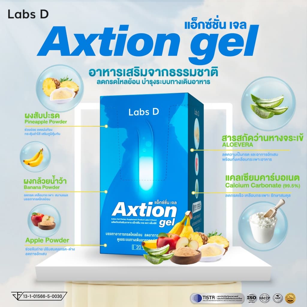 Axtion Gel รักษากรดไหลย้อน แน่นท้อง หายใจไม่สุด จุกเสียด โรคกระเพาะ เรอเปรี้ยว | By Labs D รูปที่ 3