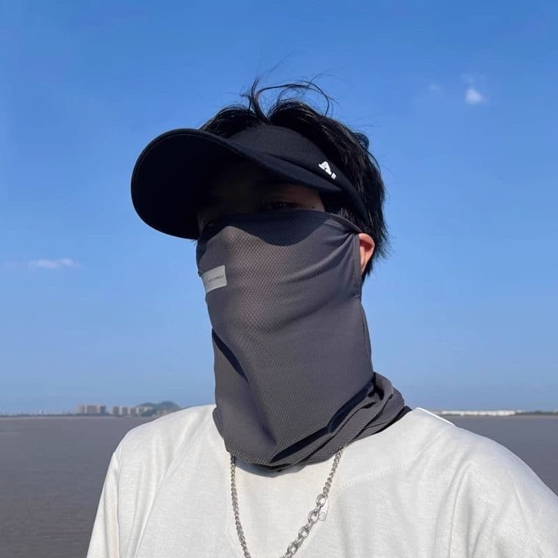 หน้ากากกันแดดสำหรับขี่จักรยาน เนื้อผ้าไอซ์ซิลค์ รัดหู ป้องกันยูวี ระบายอากาศ ปกปิดใบหน้า แสง แดด กัน uv ใส่ ขับ 4 สี รูปที่ 9