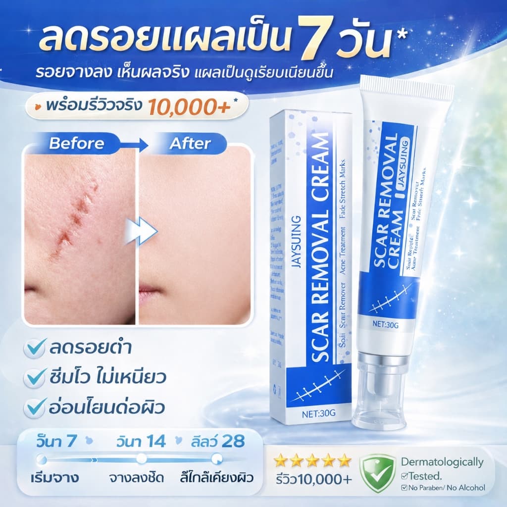 ลบรอยแผลเป็นสีดำ ลดรอยแผลเป็น ปรับปรุงรอยแผลเป็นนูนและแผลไฟไหม้ ให้ผิวเรียบเนียนและสุขภาพดีขึ้น รูปที่ 1