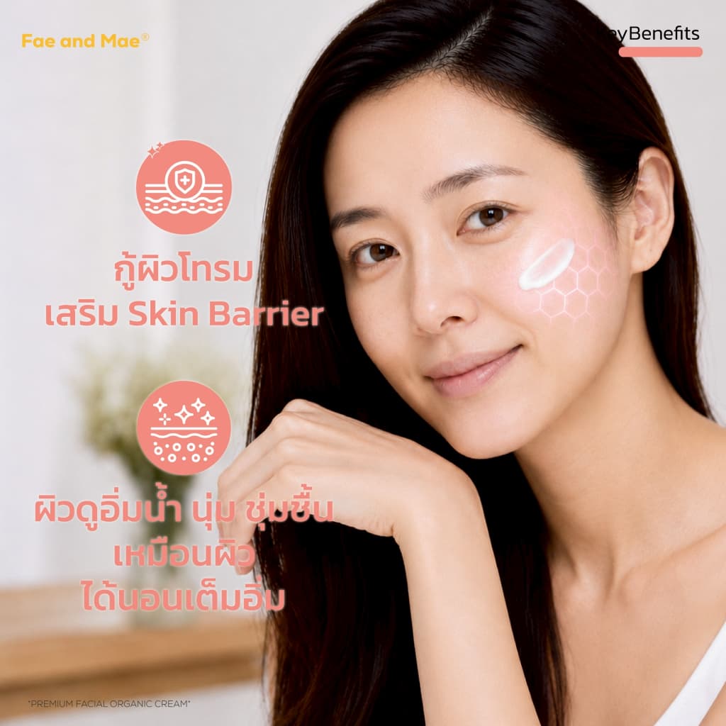 Fae and Mae เฟ แอนด์ เม SET มอยส์บูสต์ผิวหน้าใส ออร์แกนิก ดูแลหน้าใสต่อเนื่อง PREMIUM FACIAL ORGANIC CREAM 2 กระปุก รูปที่ 5