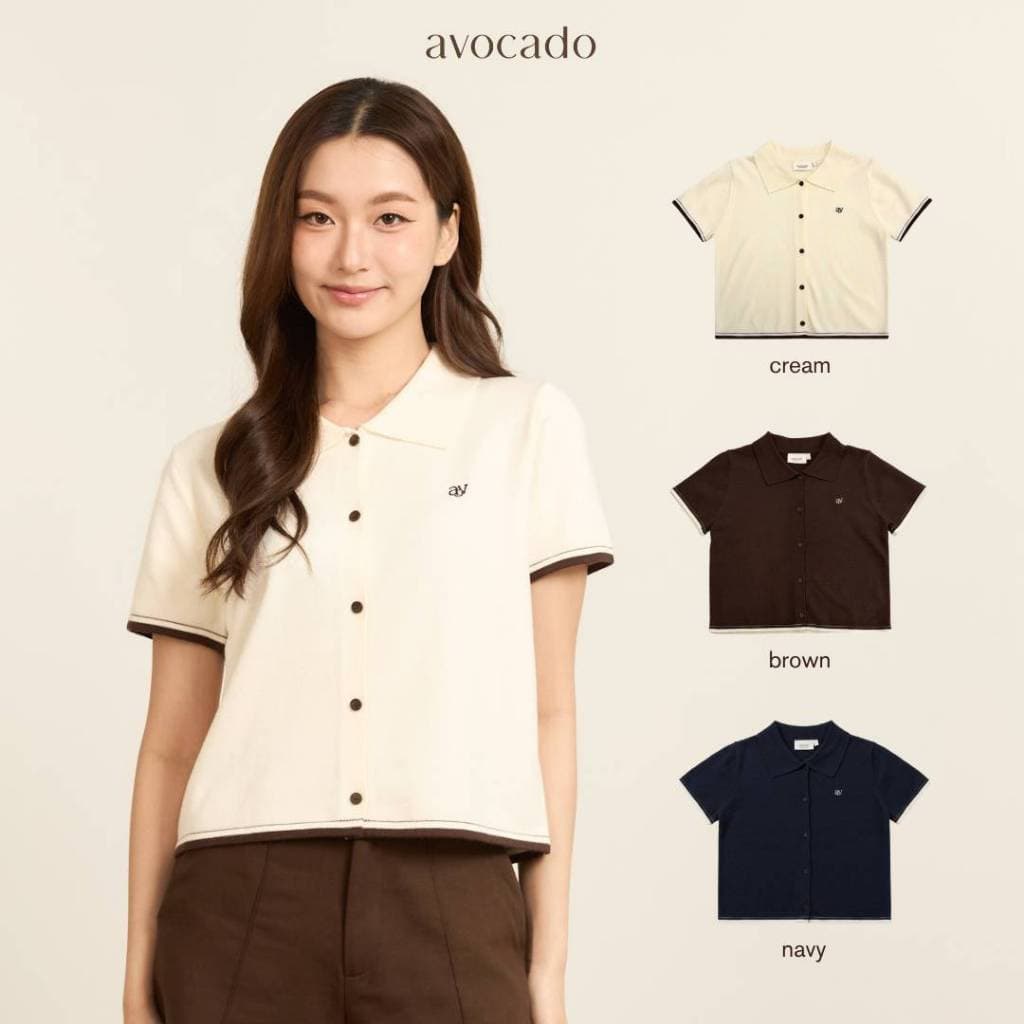 avocado - Airy-ann crop polo เสื้อโปโลครอปทูโทน I มี 2 ไซส์