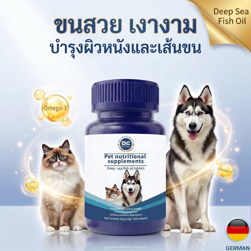 PetClear โอเมก้า 3 Fish Oil Tablets ขนสวยเงางาม สำหรับสุนัขแมว 200 เม็ด รูปที่ 7