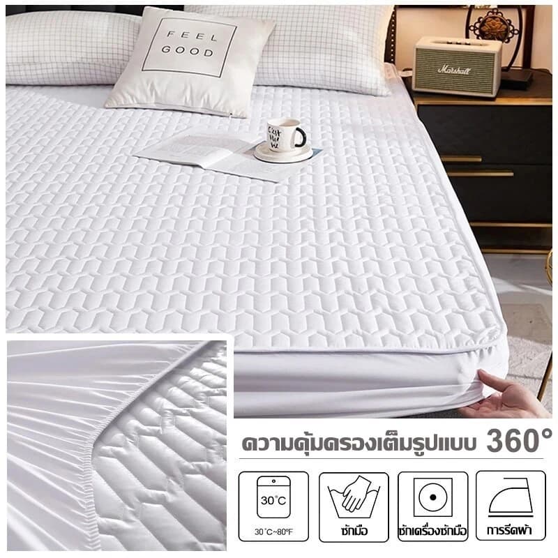 ผ้าปูที่นอนกันน้ำ พร้อมป้องกันไรฝุ่น คุณภาพพรีเมียม กันน้ำได้ 100%TPU ขนาด5ฟุต/6ฟุต รูปที่ 8