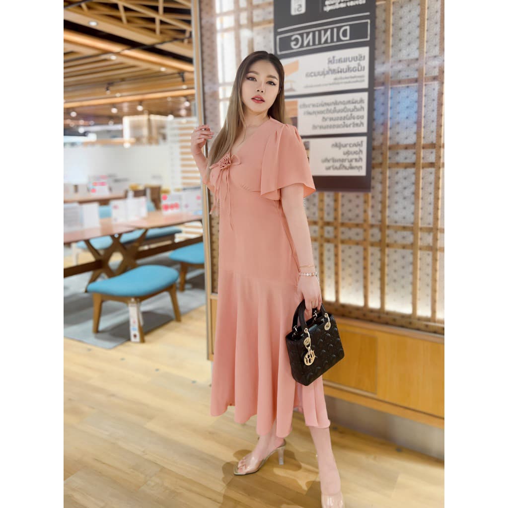 Recommendเดรสยาวหางปลาผ้ามาเบลล่างานเกรดIGอกแต่งดอกไม้สีพาสเทลหวานละมุนน่ารัก Floradress mermaid #Maisie shop รูปที่ 2
