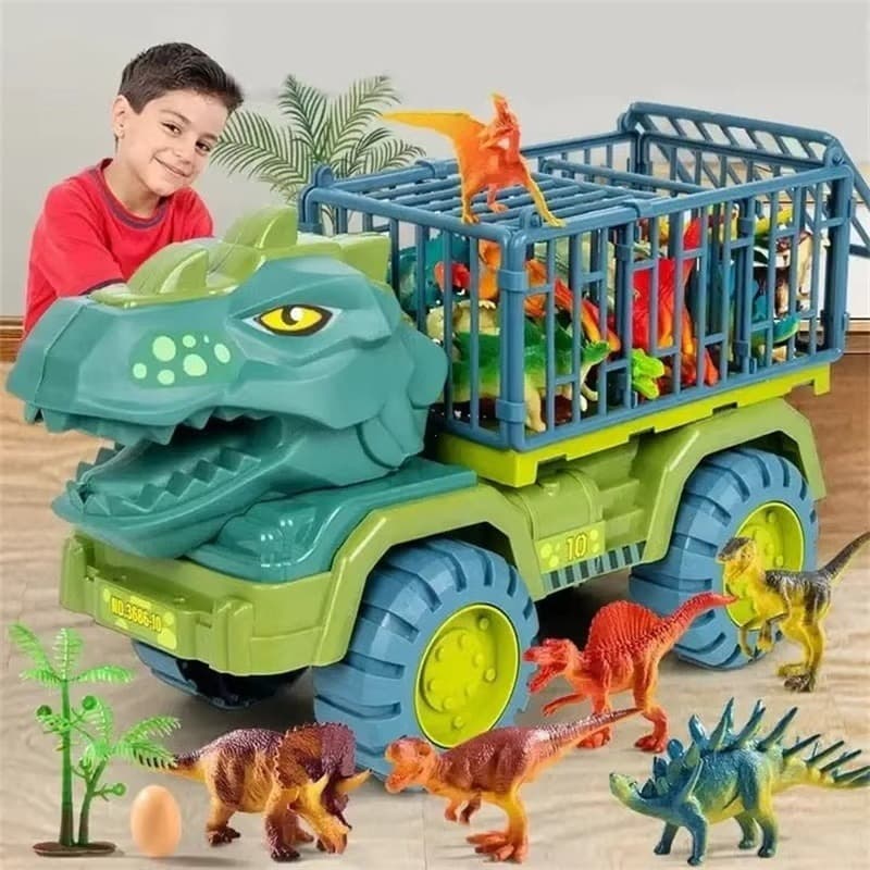 YUNLEOTOY ของเล่นรถบรรทุกไดโนเสาร์ยอดนิยม รถบรรทุกไดโนเสาร์ ของเล่นเด็ก ชุดรถของเล่นพร้อมไดโนเสาร์ มีสินค้า รูปที่ 2