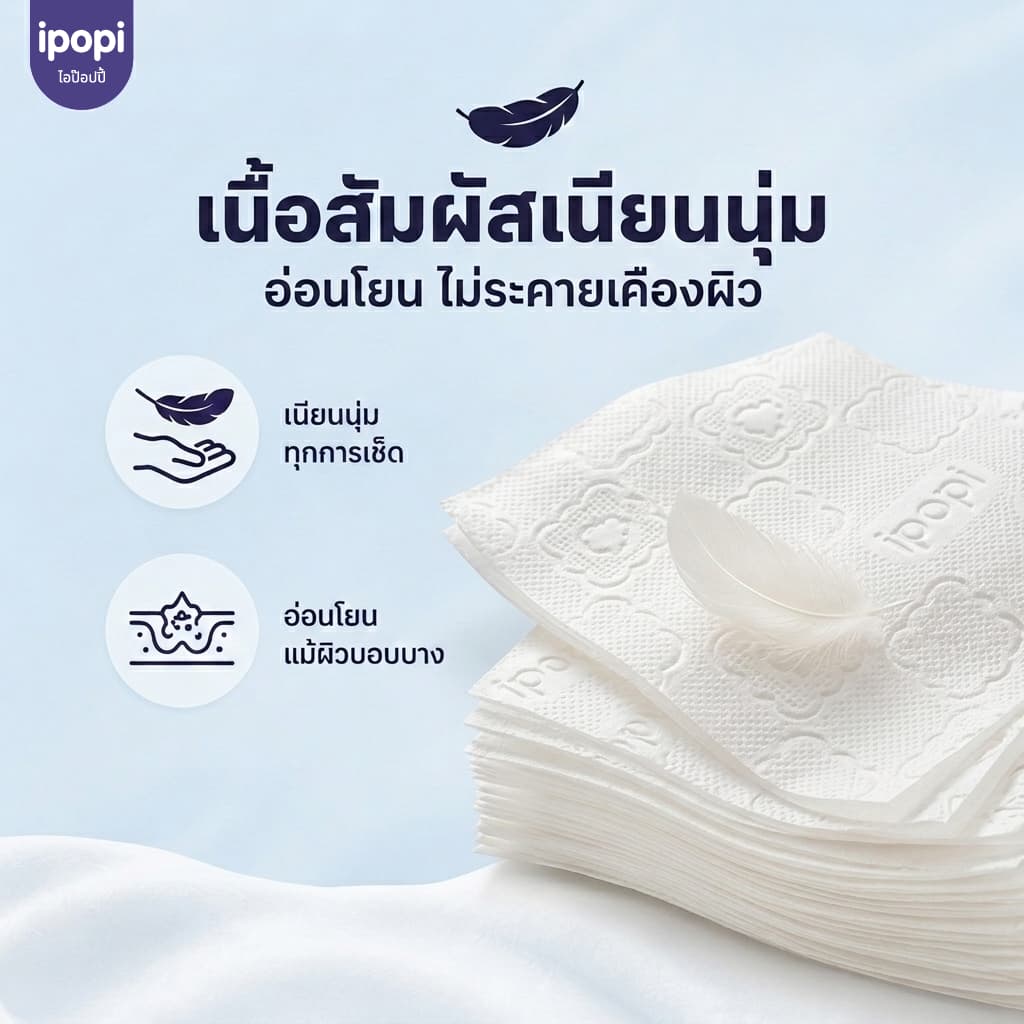 ipopi cute duck 320 แผ่นทิชชู่แขวนผนัง เยื่อไม้บริสุทธิ์ 100%ทิชชู่พรีเมียมนุ่มสบายผิว รูปที่ 3