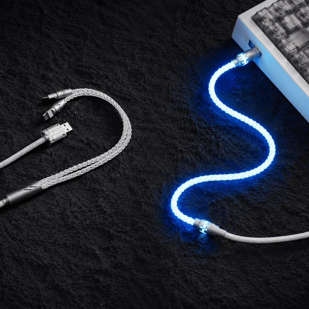 สายถัก Custom Coiled Cable 1-to-2 Crystal Copper Cable 8k Polling rate USB Type C to A แถมฟรีพร้อมกระเป๋า รูปที่ 6