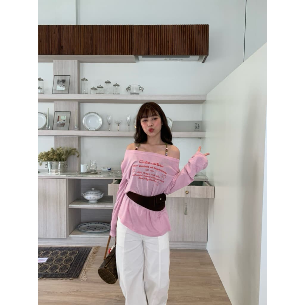 Cutie.Colors Your Pocker Off off-shoulder long sleeve เสื้อปาดไหล่ รูปที่ 7