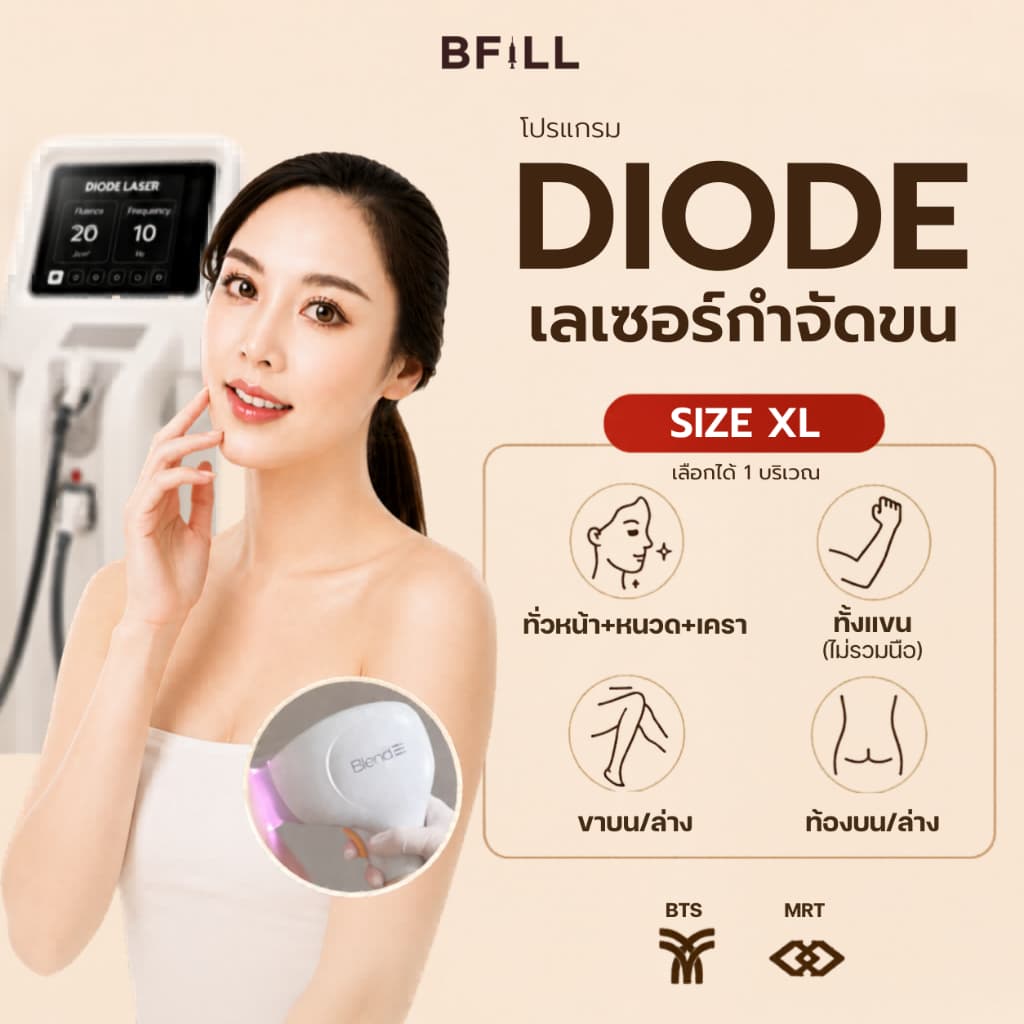 โปรแกรม Hair Removal Diode Size XL (Inner Backside or Upper or Lower Leg) ขนคุด, เป็นตอ | BFiLL Clinic บีฟิล คลินิก