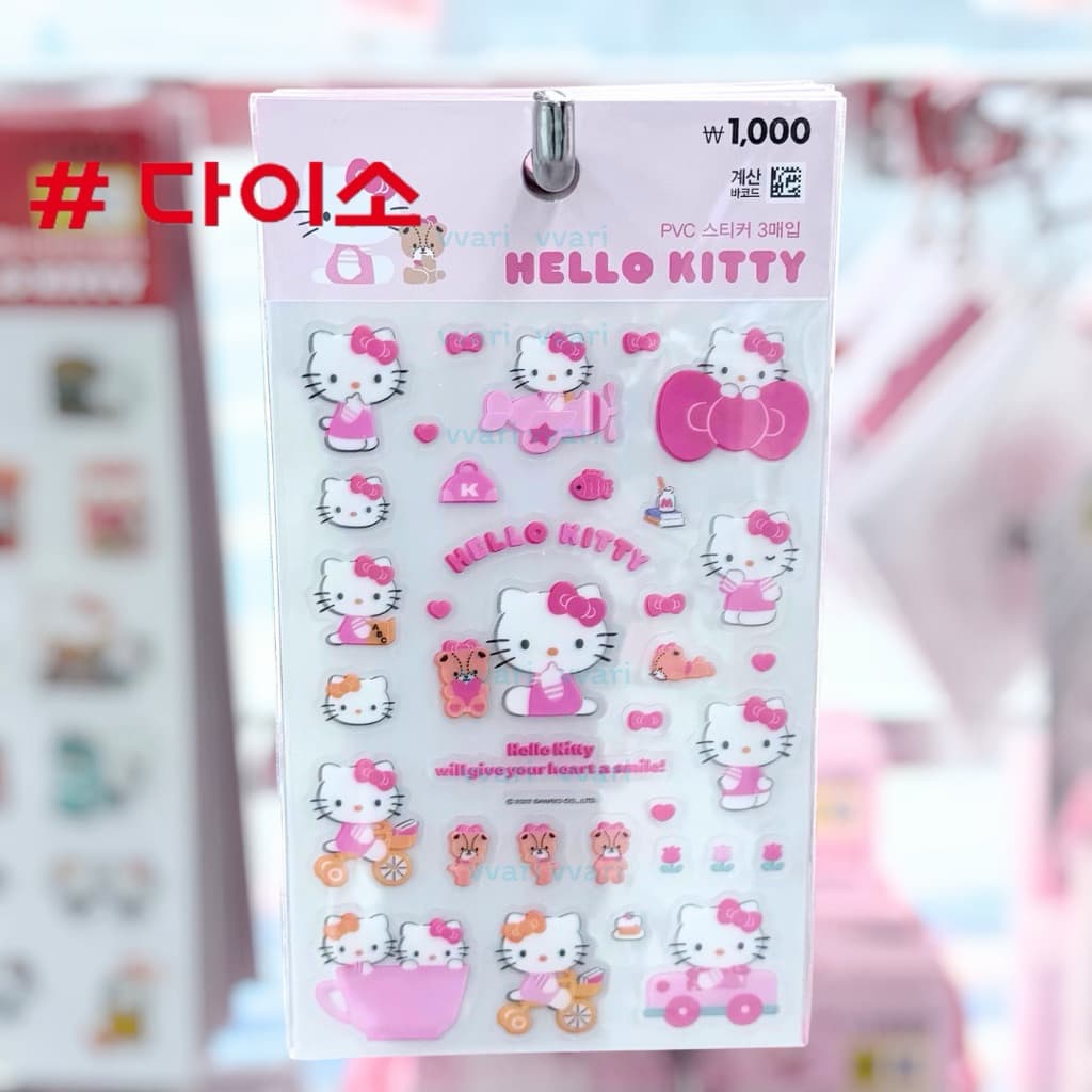 Daiso korea Hello kitty สติ๊กเกอร์ เกาหลี ไดโซะ ตกแต่ง ไดอารี่ เฟรมการ์ด รูปที่ 1