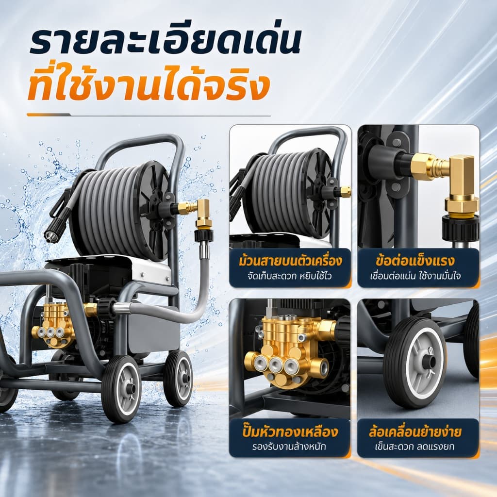 REAIM เครื่องฉีดน้ำแรงดันสูง6800W 3000bar เครื่องฉีดน้ำแรงดันสูงแบบพกพา รูปที่ 7