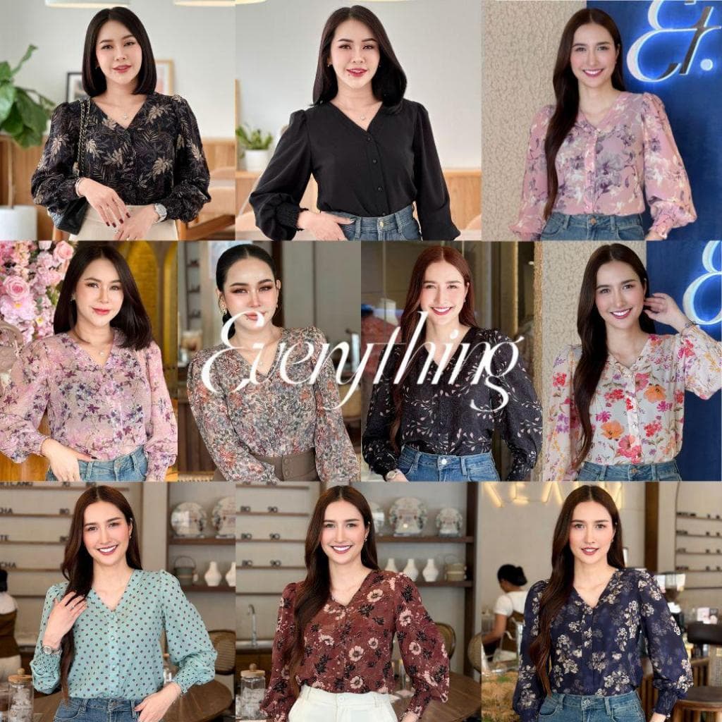 Everything2019 - เสื้อทำงานผู้หญิงคอวี แขนยาวปลายแขนจั้ม รุ่นขายดี XS-3XL รูปที่ 2