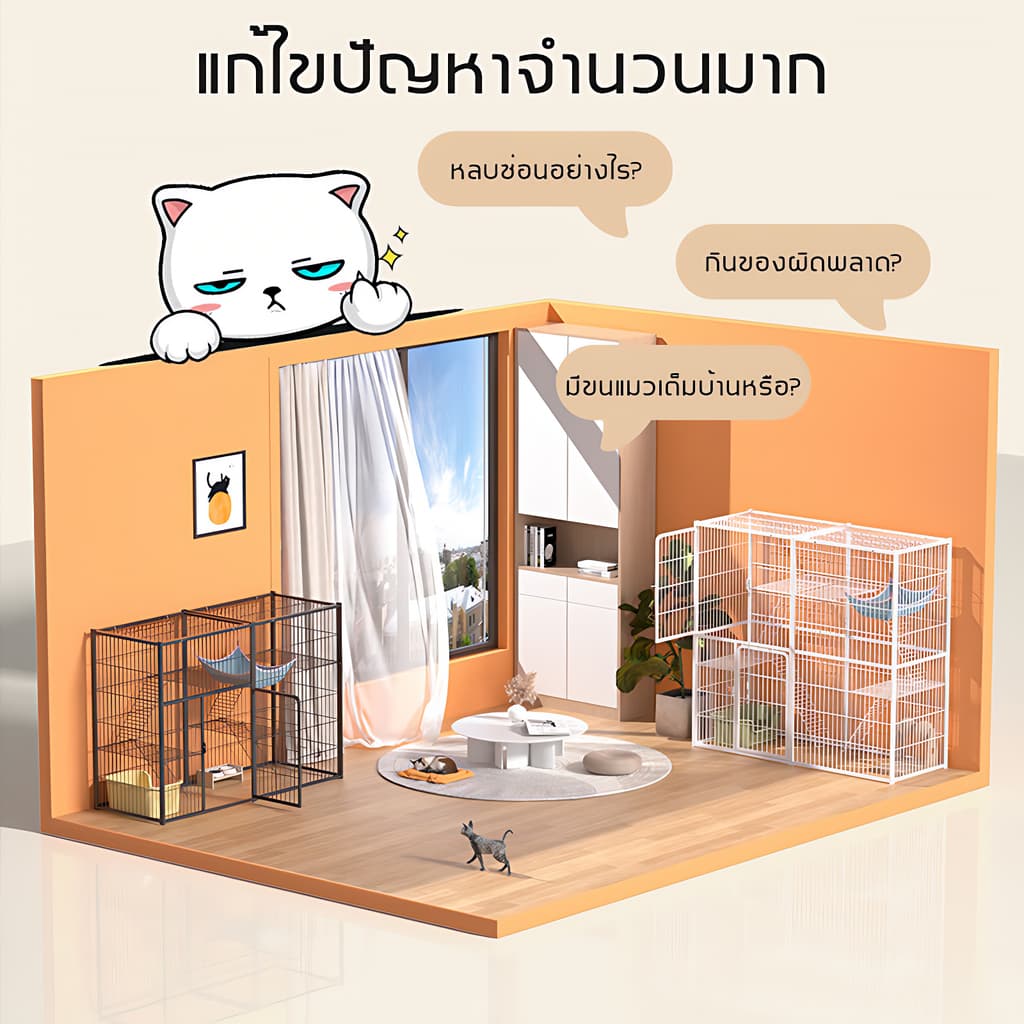 กรงขังแมว กรงแมวขนาดใหญ่ กรงสัตว์เลี้ยง กรงแมวขนาดใหญ่ กรงกระต่าย พื้นที่ว่างขนาดใหญ่ รูปที่ 2