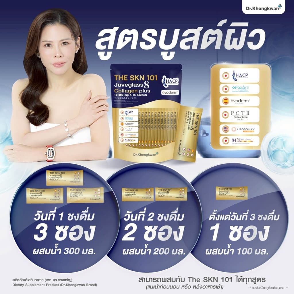 Juveglass8 Collagen Plus คอลลาเจน 8 ไทป์ 10,000 mg บำรุงผิว Dr.Khongkwam หมอของขวัญ รูปที่ 2