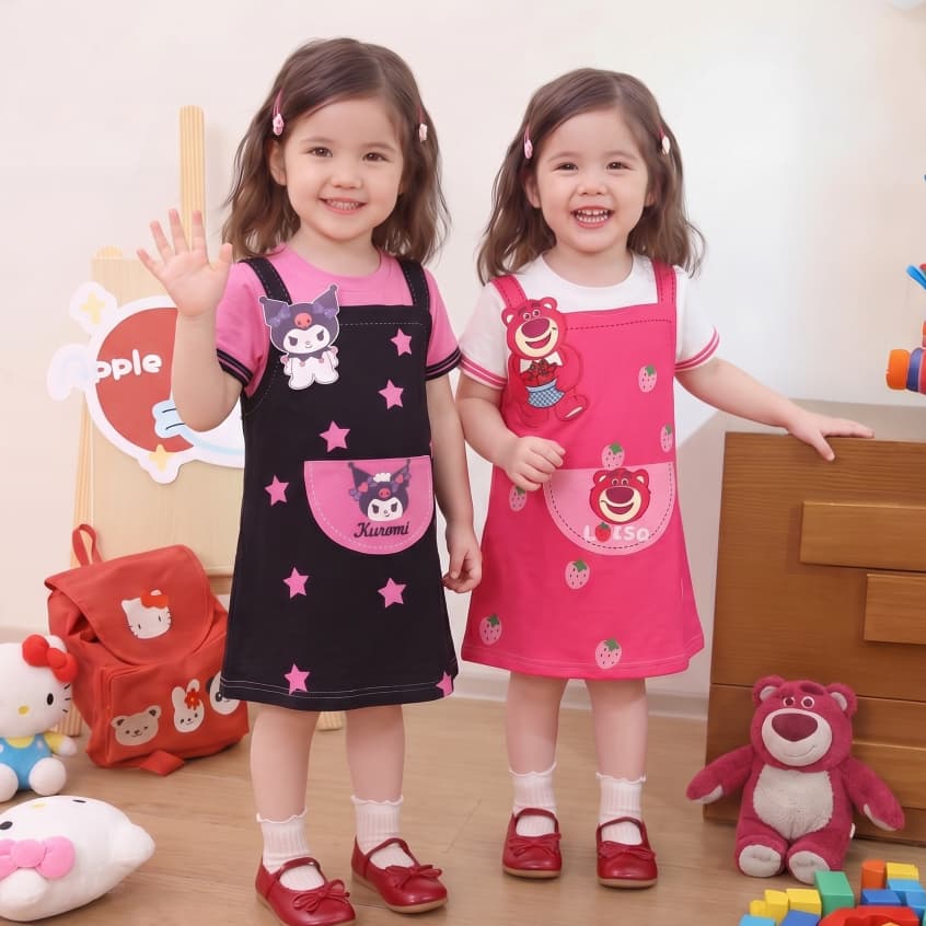 Mikyolike 1-9 ปี สไตล์เกาหลี ชุดเจ้าหญิงสีชมพูเด็ก ผ้าลายน่ารัก านุ่มใสสบายฯ ชุดออกงานเด็กผู้หญิงสีแดง รูปที่ 2