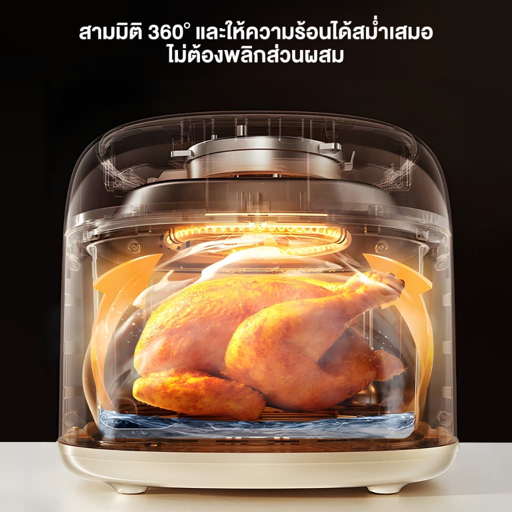 Simplus Airfryer หม้อทอดไร้น้ำมัน 6.5L ความจุขนาดใหญ่ 1500W หน้าต่างกระจกใส KQZG018 รูปที่ 4