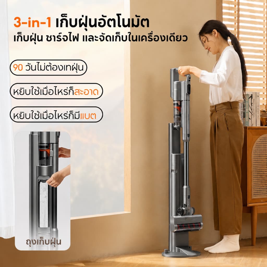 ชุดอัปเกรดสำหรับบ้านที่มีสัตว์เลี้ยง เครื่องดูดฝุ่นไร้สาย ดูดขนสัตว์เลี้ยง 25KPa รับประกัน 2 ปี รูปที่ 5