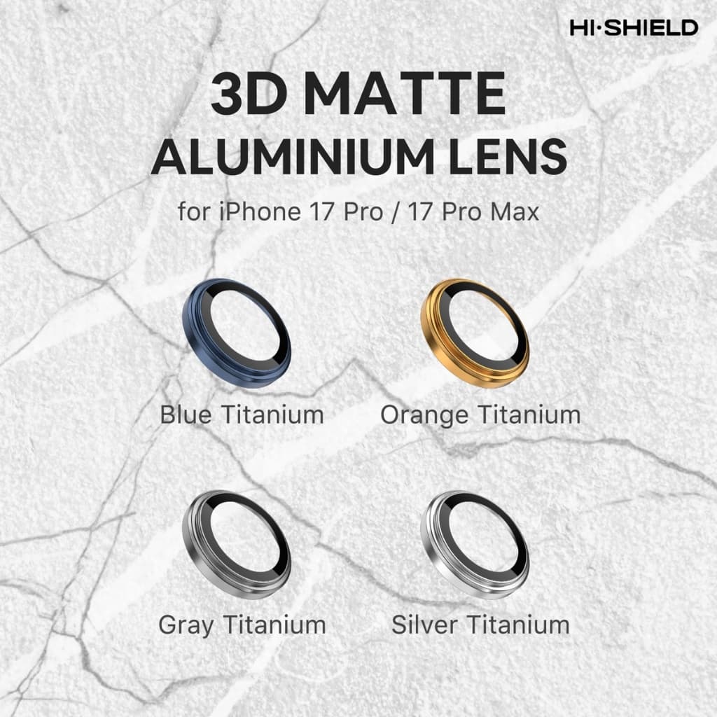 HI-SHIELD กระจกกันเลนส์กล้อง 3D Matte Aluminium Lens รุ่น iPhone 17Pro / 17ProMax รูปที่ 2