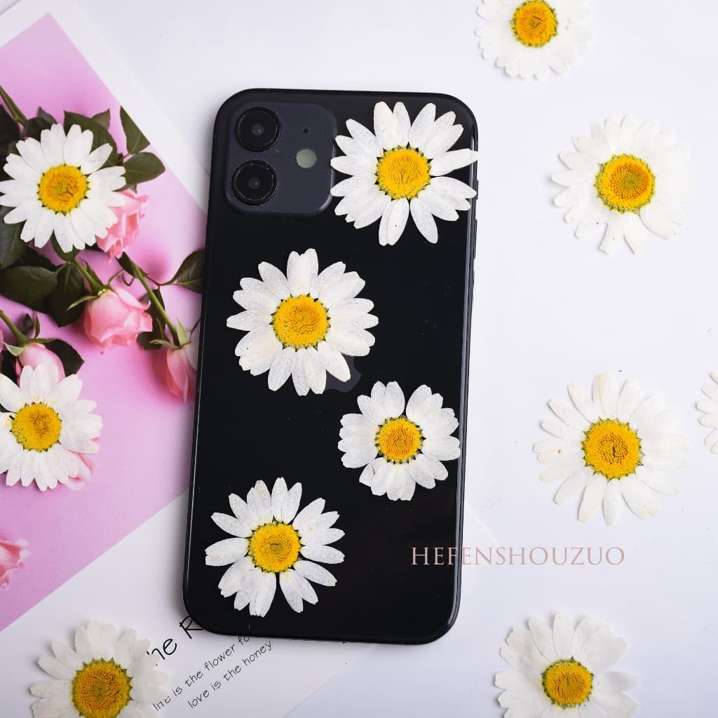 ดอกเบญจมาศคริสตัลสีขาว ดอกไม้จริง พิมพ์ลายนูน วัสดุ DIY ทำด้วยมือ ตัวอย่างพืชแบน ใบหน้าเดซี่ขนาดเล็ก รูปที่ 2